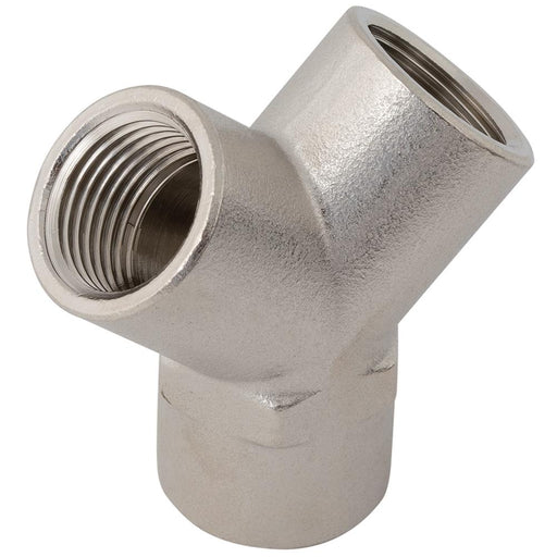 Aignep Nickel Plated Equal 'Y' Branch | 1/4" BSPP Female | FY04NP - FluidAirFittings