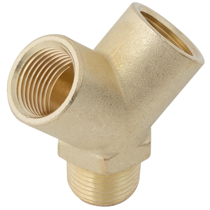 Brass Equal 'Y' Branch | 1/8" BSPT Male | 1/8" BSPP Female | MFY02 - FluidAirFittings