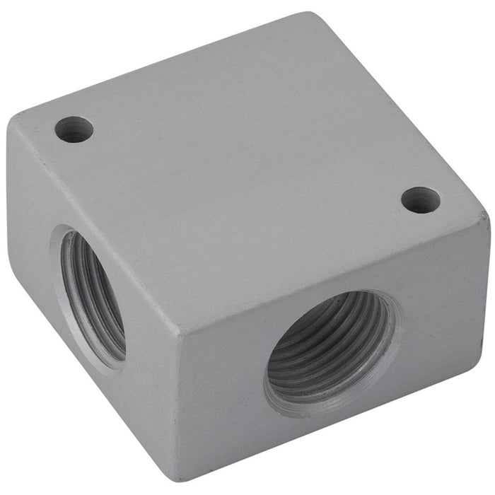 Aignep Aluminium Manifold / Block Cross | 3/8" BSPP Female | MBA06 - FluidAirFittings