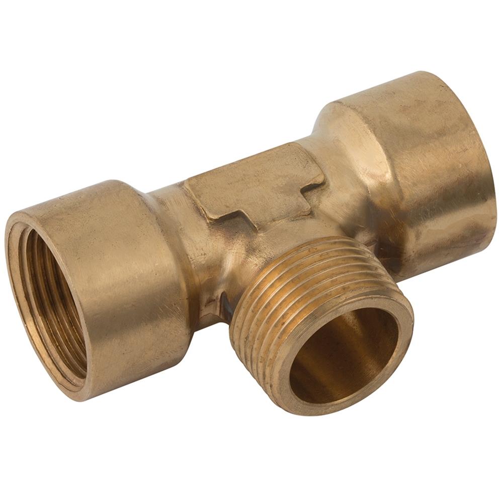Brass Centre Leg Equal Tee Adaptor | 1/2" BSPT Male | 1/2" BSPP Female | MFT08 - FluidAirFittings
