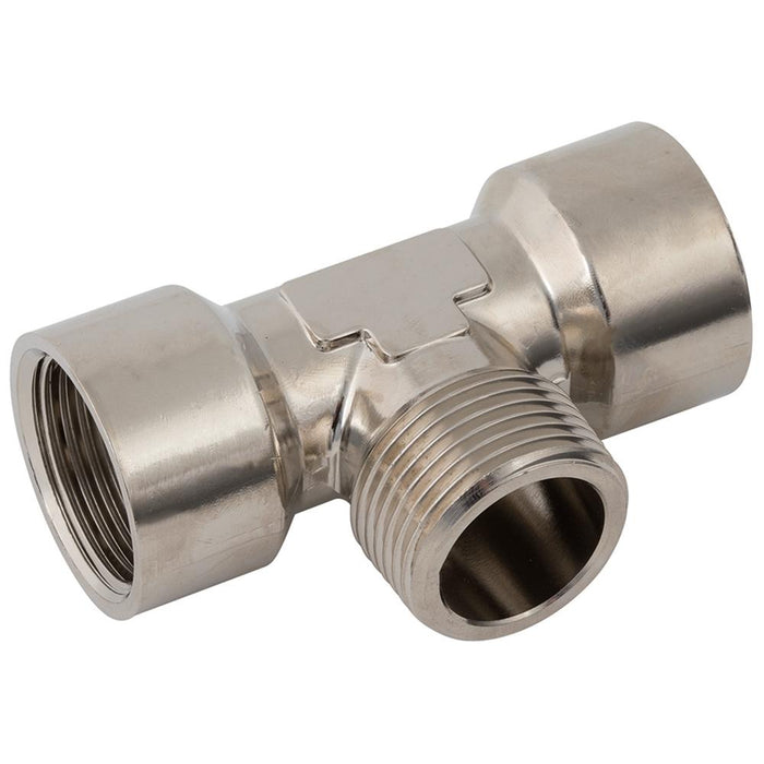 Aignep Nickel Plated Centre Leg Equal Tee | 1" BSPT Male | 1" BSPP Female | MFT16NP