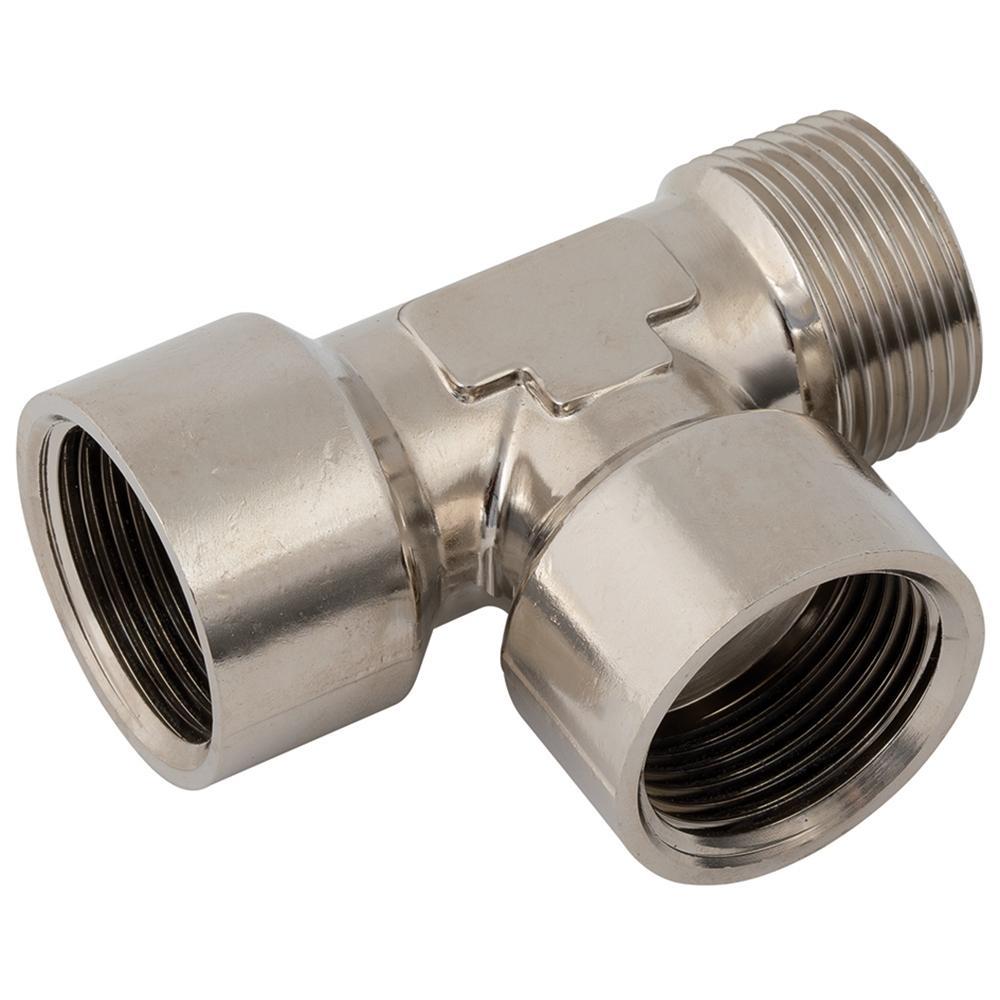 Aignep Nickel Plated Tee |  1/8" BSPT Male | 1/8" BSPP Female | FMFT02NP - FluidAirFittings