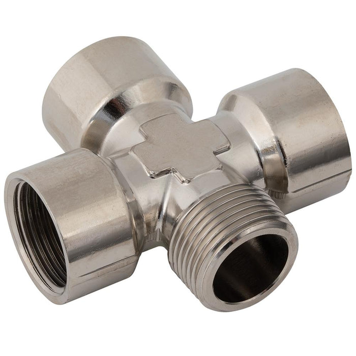 Aignep Nickel Plated Equal Cross | 3/8" BSPT Male | 3/8" BSPP Female| MFCX06NP