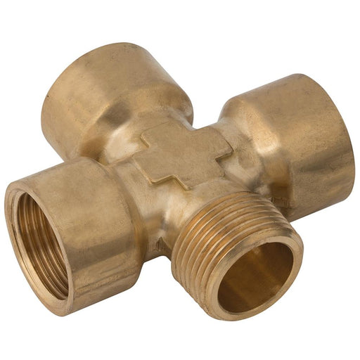 Brass Equal Cross | 1/8" BSPT Male | 1/8" BSPP Female | MFCX04 - FluidAirFittings