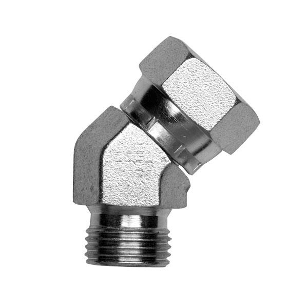 ITM Hydraulic BSPP 3/4" Male Cone x BSPPSwivel 3/4" Female 45° Compact Elbow Zinc Plated   | 628-12