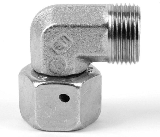 Parker EOSwivel Nut Elbow 24 deg Flareless Metric Female Swivel Tube O/D 6-38 Thread M12-M52 Pressure Rating 160-630 | 16 | EW18LCF - FluidAirFittings