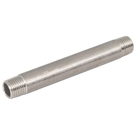 Stainless Steel Extended Barrel Nipple | 1/4" BSPT Male | 100mm Length | SSBEC04X100