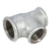 Malleable Tee Reducing on Run and Branch Galvanised | 1.1/2" x 1" x 1" BSPP Female Thread | EEGFUT24/16/16 - FluidAirFittings