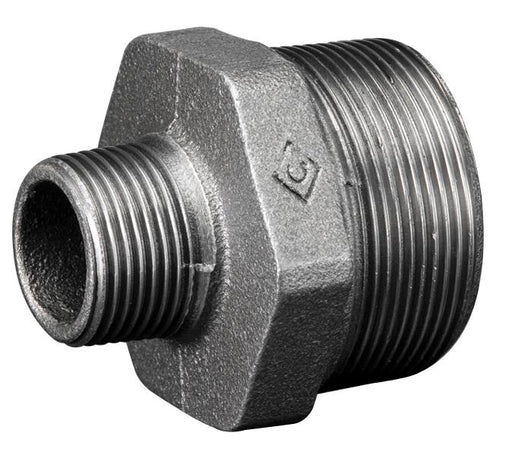 Crane Malleable M145G Galvanised Reducing Nipple | 1" BSPT Male to 1/2" BSPT Male | 0CC01187L - FluidAirFittings