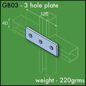 Ring Main and Channelling Unistrut Compatible 3 Hole Plates Pre-Galvanised Finish. - GB03 | L Bracket | GB03