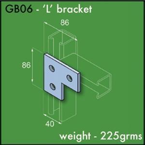 Ring Main and Channelling Unistrut Compatible Flat L Bracket Pre-Galvanised Finish. - GB06 | Base Plate Double Fix | GB06