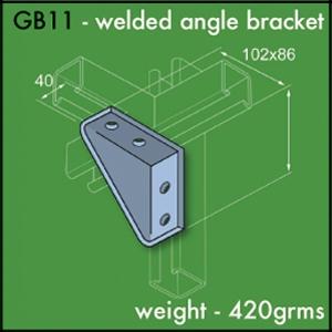 Ring Main and Channelling Unistrut Compatible 2 Hole Plates Pre-Galvanised Finish. - GB02 | Welded Angle Brkt | GB02