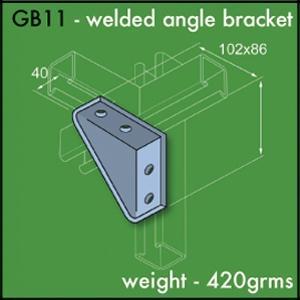 Ring Main and Channelling Unistrut Compatible Welded Angle Brackets Pre-Galvanised Finish. - GB11 | 10 | GB11