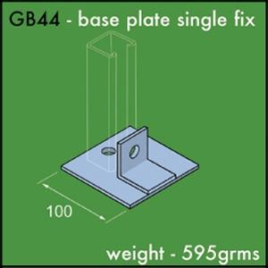 Ring Main and Channelling Unistrut Compatible Base Plate Single Fix Pre-Galvanised Finish. - GB44 | 3/8" | GB44