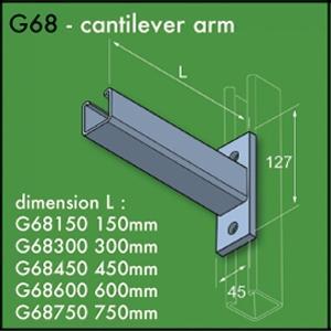 Ring Main and Channelling Unistrut Compatible Cantilever Arms Pre-Galvanised. Finish. | 3/8" | G68150
