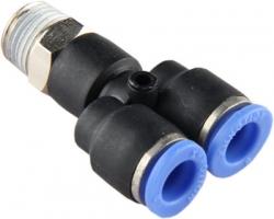 Equal Y Male Stud  1/8" BSPT - 6mm Tube | PX6-01 - FluidAirFittings