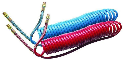 Polyurethane Compact Recoil Hoses - 1/4'' BSPT Male | O/D 10mm | Length 6m | Red | CO10/6R - FluidAirFittings