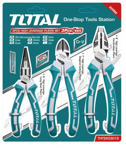 Total 3 Piece High Leverage Combination Pliers Set 8" | THT2K0301S - FluidAirFittings